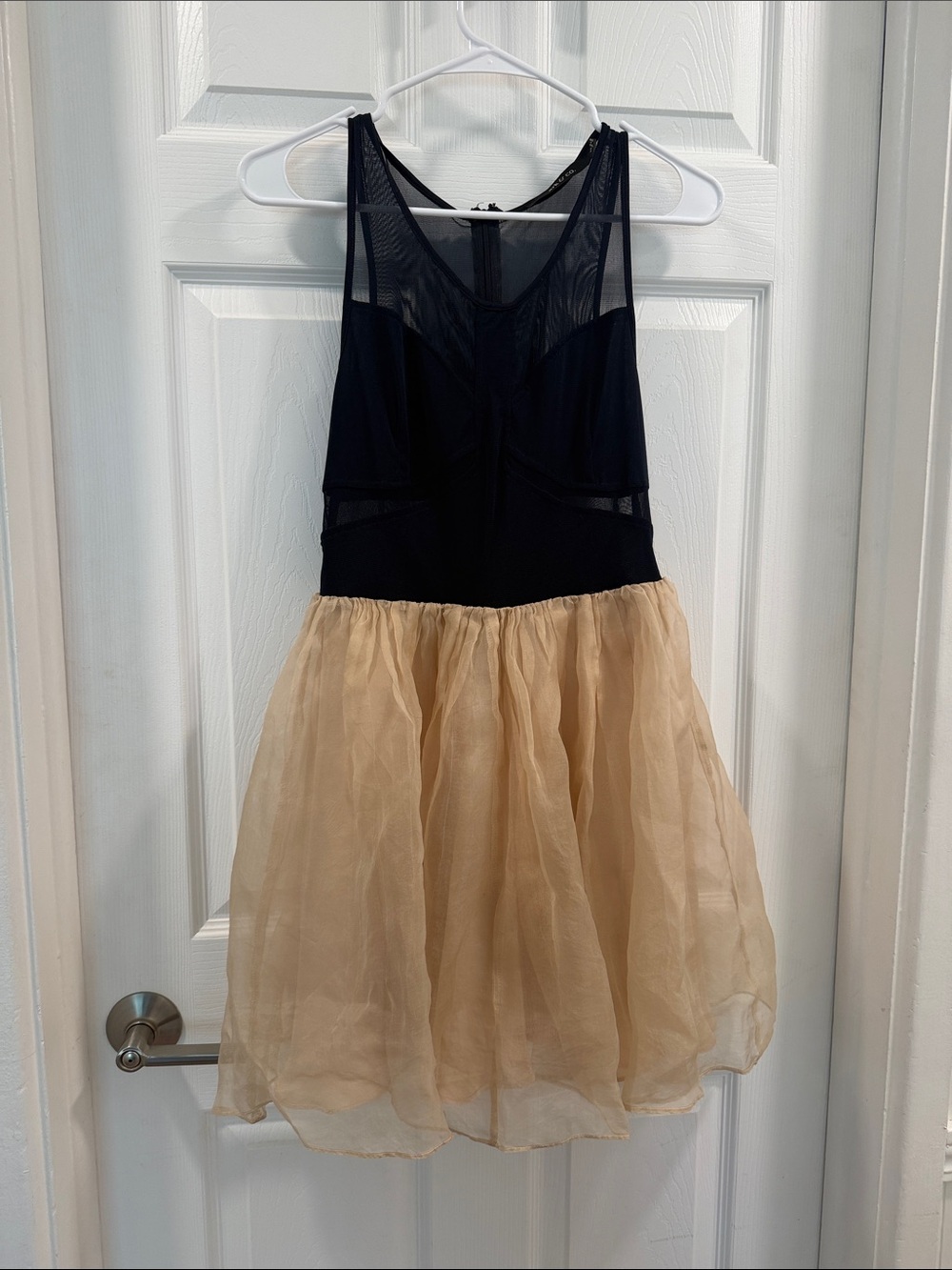 Ark & Co Black Mesh Bodice with Cream Tulle Skirt Girls Dress